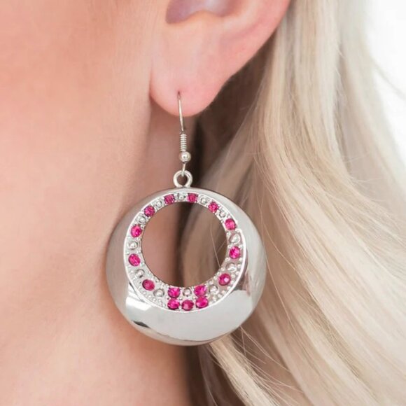 paparazzi Jewelry - Paparazzi Jewelry Accessories - Ringed In Refinement - Pink Earrings - Vintage